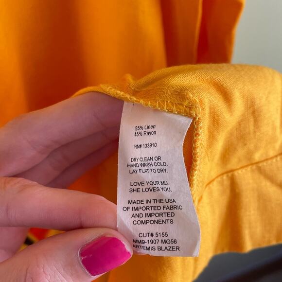 Show Me Your Mumu Artemis Blazer Canary Yellow Linen Mix Small - Picture 6 of 8